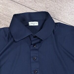 Collars and Co Polo Mens Large Navy Blue Preppy Golf Business Casual Athletic